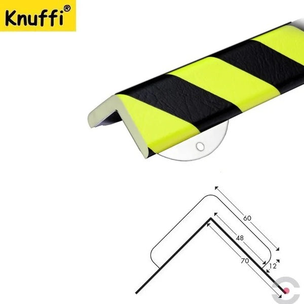 Elastyczny profil ostrzegawczo-ochronny Knuffi, typ H+, naścienny, neon/czarny, 500 mm