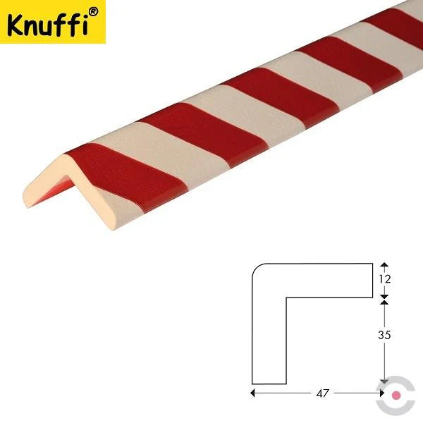 Elastyczny profil ostrzegawczo-ochronny Knuffi, typ H, biały/czerwony, 50 m