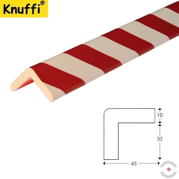 Elastyczny profil ostrzegawczo-ochronny Knuffi, typ H, biały/czerwony, 1000 mm