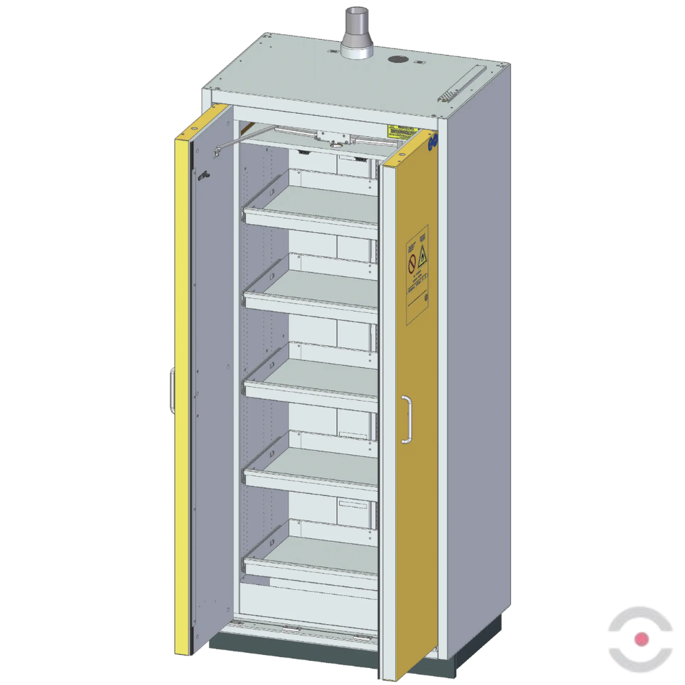 Szafa ognioodporna Topserw PRIME-90 L, 5 półek wysuwanych, drzwi CLA żółte, CLASSIC, 90 min