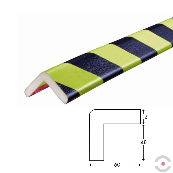 Elastyczny profil ostrzegawczo-ochronny Knuffi, typ H+, neon/czarny, 1000 mm