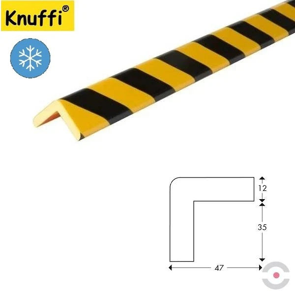 Elastyczny profil ostrzegawczo-ochronny Knuffi, typ H, mrozoodporny, żółty/czarny, 1000 mm