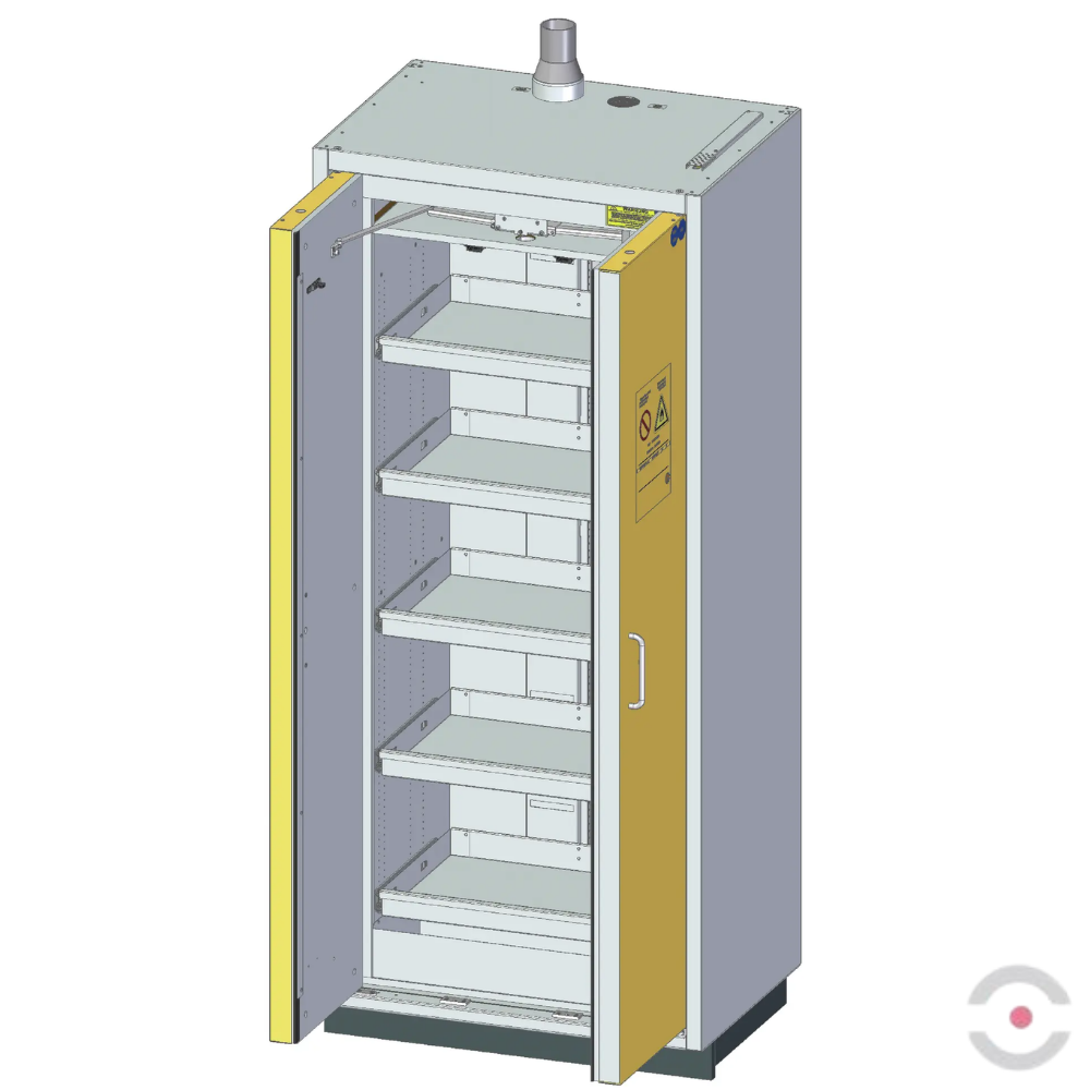 Szafa ognioodporna Topserw PRIME-90 L, 5 półek wysuwanych, drzwi CLA/O żółte, CLASSIC, 90 min