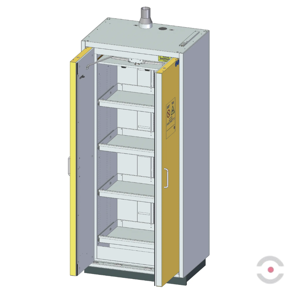 Szafa ognioodporna Topserw PRIME-90 L, 4 półki wysuwane, drzwi CLA żółte, CLASSIC, 90 min