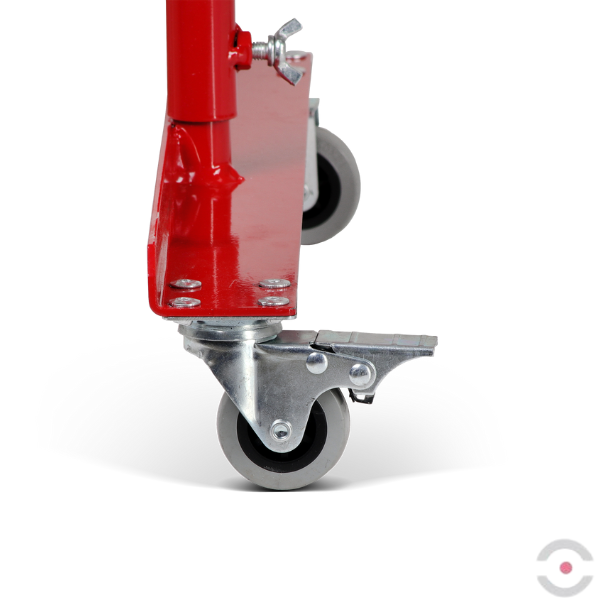 Bariera nożycowa, dł. 3600 mm, kółka, czerwony/biały