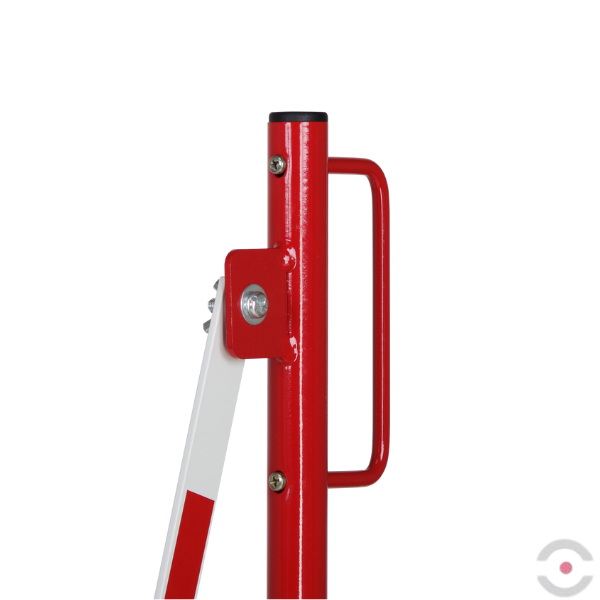 Bariera nożycowa, dł. 3600 mm, kółka, czerwony/biały