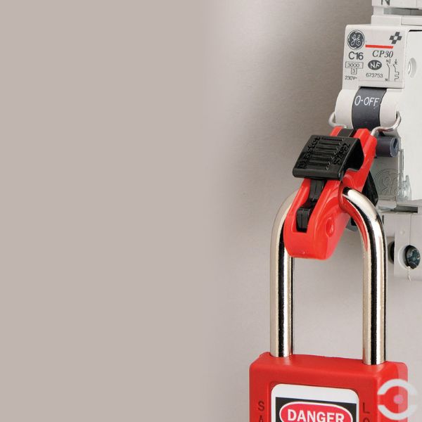 Blokada (Ex) miniaturowego wyłącznika instalacyjnego (11 mm), wąsy U wewnętrzne (PIN IN), czarny suwak