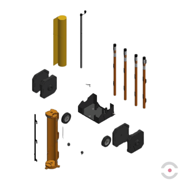 Przenośna barierka ochronna, 30 m, na kółkach