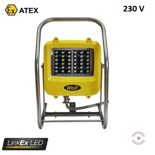 Lampa robocza Ex ATEX Topserw WOLF WF-300XLH, zasilanie 230 V, kabel 10 m, wtyk/gniazdo, 2*18*LED, Zone ‘1’, ‘21’