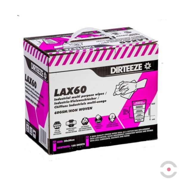Ściereczka czyszcząca, włókninowa DIRTEEZE LAX60, 30*50 cm, pudełko dozujące, 150 szt.