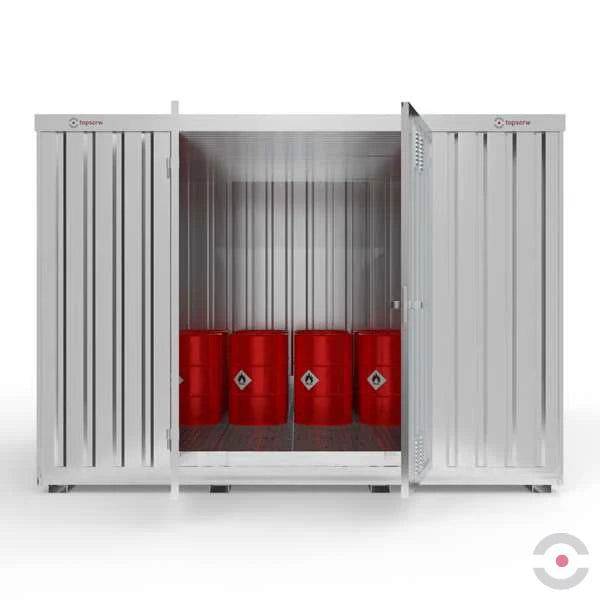 Magazyn chemiczny nieizolowany Topserw, SLH 4*3, S*G*W 4075*2875*2400 mm, 2*1000 l, galwanizowany, jednomodułowy