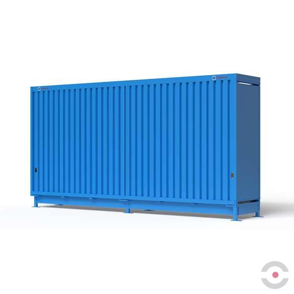 Magazyn substancji niebezpiecznych nieizolowany Topserw,  WSC 2 poziomy/2 segmenty, 12*1000 l KTC/IBC, jednostronny, 1*drzwi przesuwne