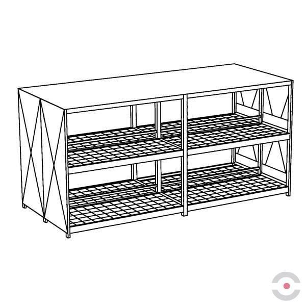 Magazyn substancji niebezpiecznych izolowany Topserw, WSC 2 poziomy/2 segmenty, 24*1000 l KTC/IBC, dwustronny, 2*drzwi przesuwne, dwumodułowy