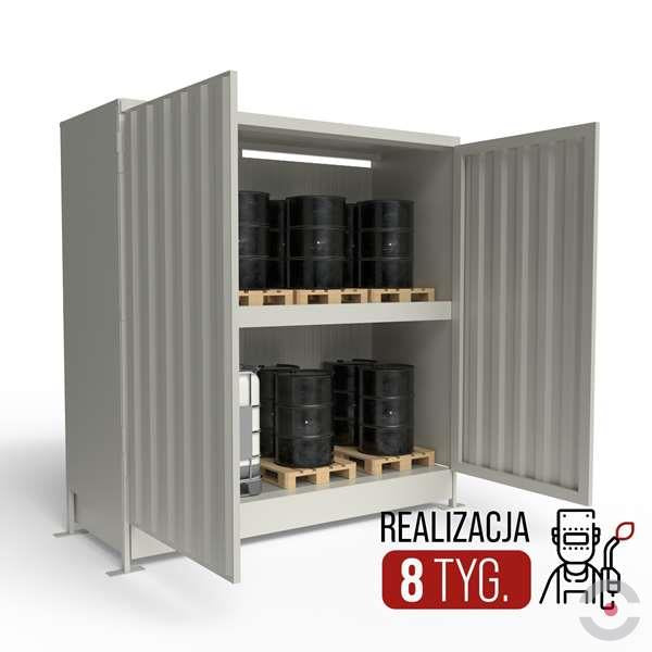 Magazyn substancji chemicznych nieizolowany Topserw, WSC 2 poziomy, 6*1000 l KTC/IBC, jednostronny, 1*drzwi dwuskrzydłowe