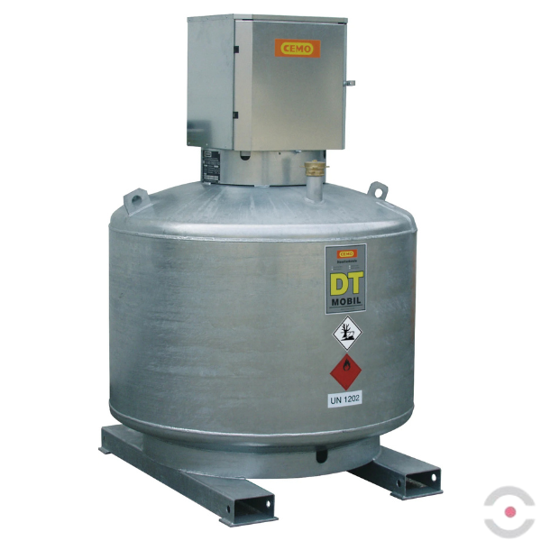 Zbiornik DIESEL, jednopłaszczowy, ocynkowany ogniowo, 980 l, z zamykaną szafką pompy