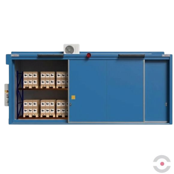 Magazyn ognioodporny Topserw BATTERY, REI120, 2 poziomy/2 segmenty, S*G*W 8500*2000*3700, 2*1000 l, drzwi przesuwne