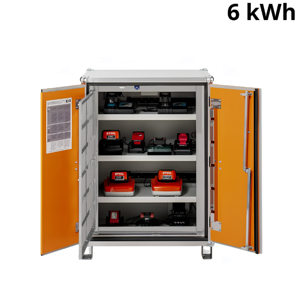 Szafa zabezpieczająca Topserw BATT M, ładowanie akumulatorów, 230V, 3 półki, 18 gniazd, nóżki, Basic 8/10, (VDMA 24994)