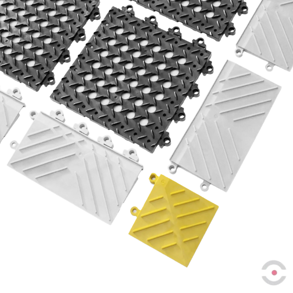 Obrzeża 15 cm x 15 cm, typ 620 Diamond Flex Lok, obszar zaolejony, typ narożnik, żółty