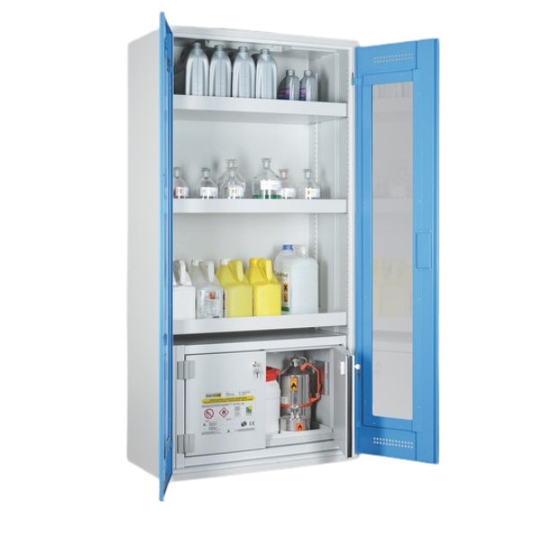 Szafa kombinowana Topserw COMBI-30 L, pojemniki, drzwi GL, niebieskie, CHS, 30 min