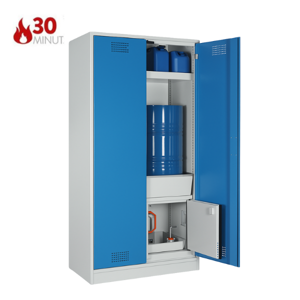 Szafa kombinowana Topserw COMBI-30 L, beczka 60 l, drzwi CLA niebieskie, CHS FAS, 30 min