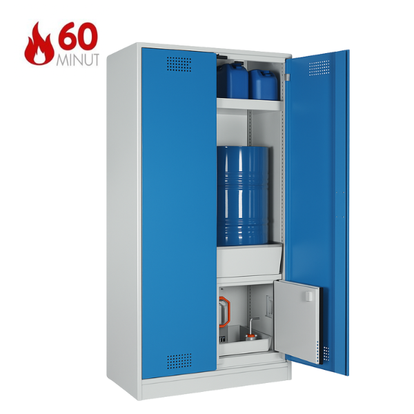 Szafa kombinowana Topserw COMBI-60 L, beczka 60 l, drzwi CLA niebieskie, CHS FAS, 60 min