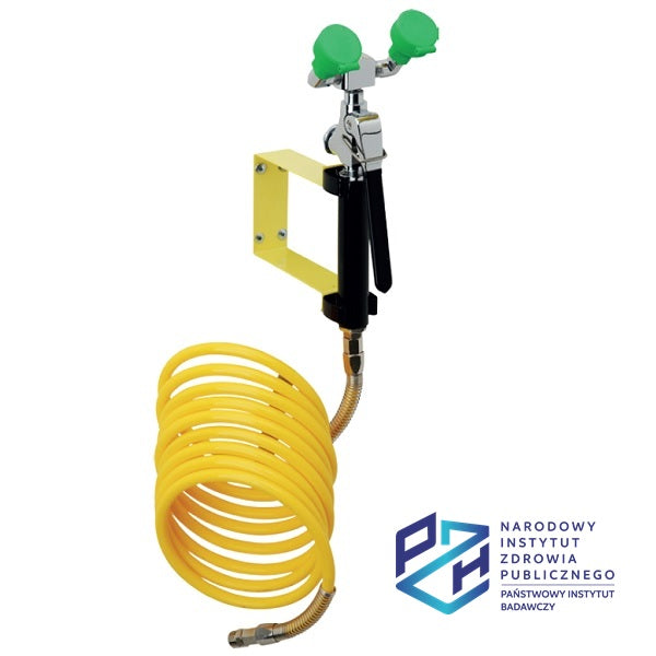 Oczomyjka Topserw, myjka do oczu i twarzy, mocowana do ściany, bez misy, dwie głowice myjące, wąż spiralny