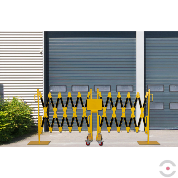 Zestaw 2 szt. Bariera nożycowa, dł. 2*2000 mm, słupek, kółka, czarny/żółty