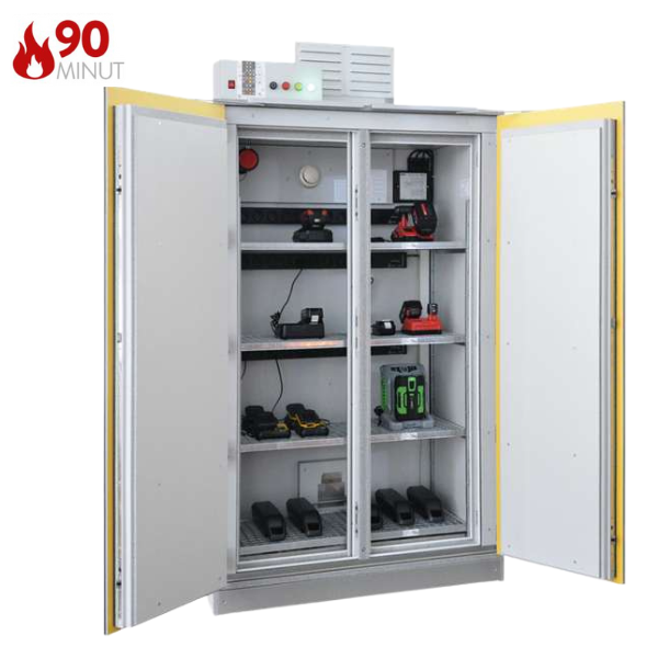 Szafa ognioodporna Topserw BATT-90 XL, ładowanie baterii, 4 półki, 20 gniazd, SAFE PRO GGA, 90 min