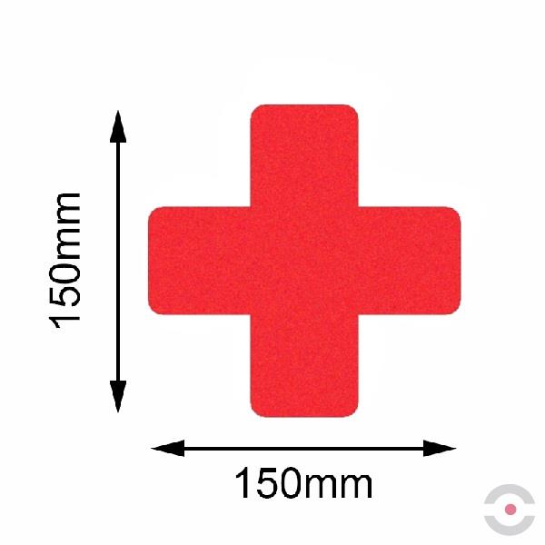 Oznakowanie podłogi z antypoślizgową powierzchnią SAFETY, krzyż 150x150 mm, czerwona, opakowanie 10 szt