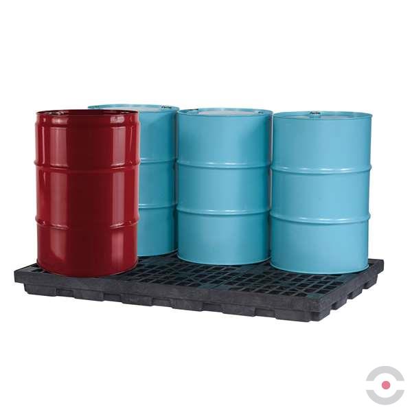 Platforma robocza Justrite 276 l, beczka 6*200 l, wanna wychwytowa, czarny, LOW