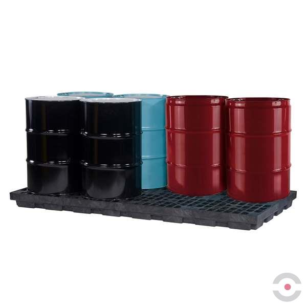Platforma robocza Justrite 371 l, beczka 8*200 l, wanna wychwytowa, czarny, LOW