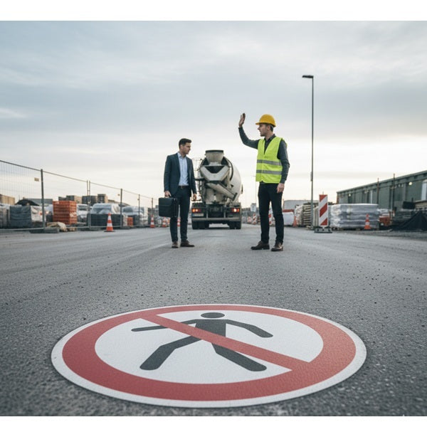 Znacznik podłogowy „Zakaz ruchu pieszych”, koło, 400 mm