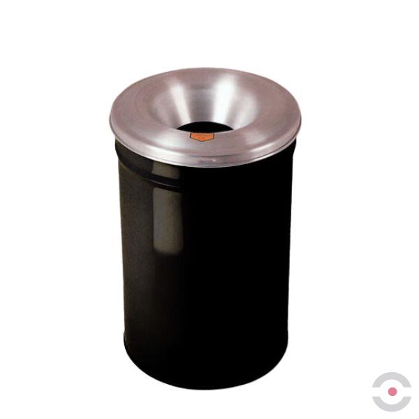Pojemnik zabezpieczający na odpady papierowe Justrite, pokrywa aluminiowa, 17 l, czarny