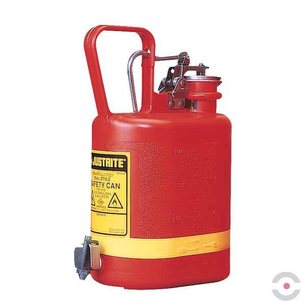 Pojemnik laboratoryjny Justrite, polietylenowy, kurek spustowy, 4 l, czerwony