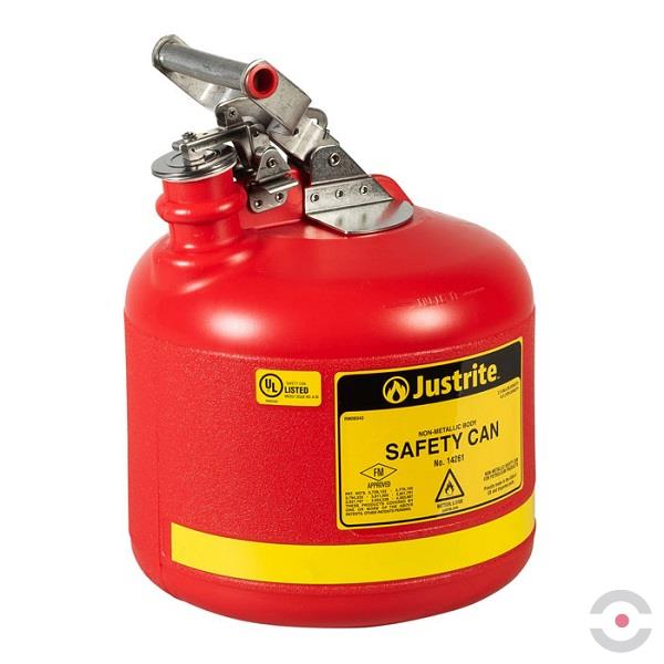 Pojemnik polietylenowy Justrite, osprzęt stal nierdz., 9.5 l, czerwony