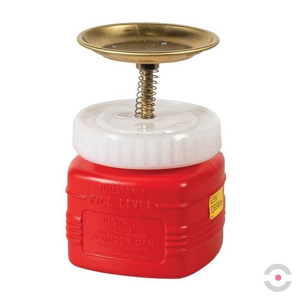 Pojemnik zabezpieczający Justrite polietylenowy, tłokowy do czyszczenia, 1 l, czerwony