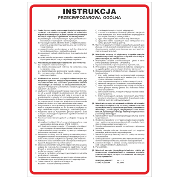 Instrukcja przeciwpożarowa ogólna 250x350mm P (IP02)