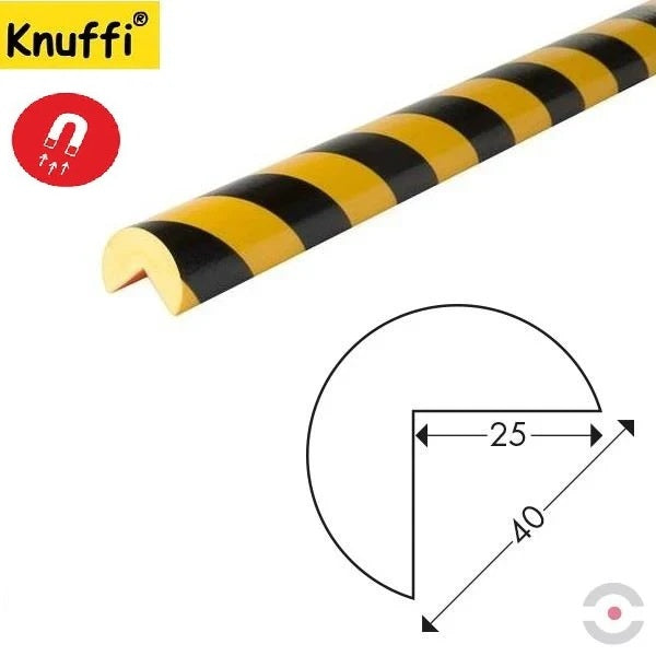 Elastyczny profil ostrzegawczo-ochronny Knuffi, typ A, magnetyczny, żółty/czarny, 1000 mm