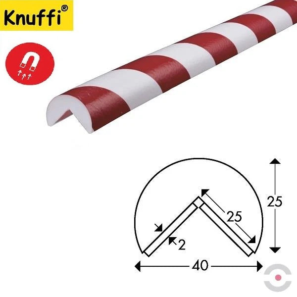 Elastyczny profil ostrzegawczo-ochronny Knuffi, typ A, magnetyczny, biały/czerwony, 1000 mm
