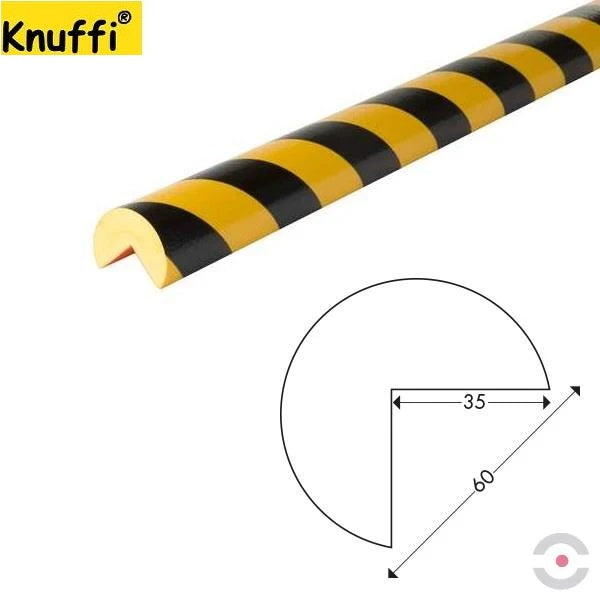Elastyczny profil ostrzegawczo-ochronny Knuffi, typ A+, żółty/czarny, 1000 mm