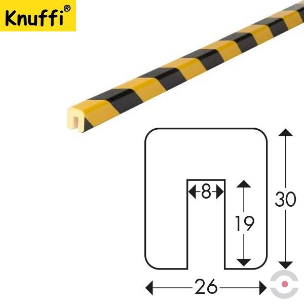 Elastyczny profil ostrzegawczo- ochronny Knuffi , typ G, żółty/czarny, 1000 mm