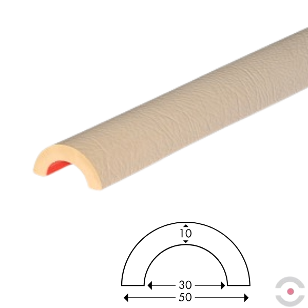 Elastyczny profil ostrzegawczo-ochronny Knuffi, typ R30, biały, 50 m