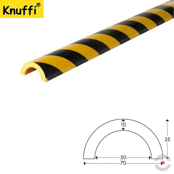 Elastyczny profil ostrzegawczo-ochronny Knuffi, typ  R30, żółto/czarny, 50 m