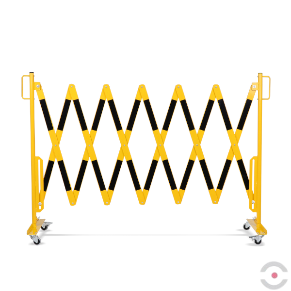 Bariera nożycowa, dł. 4000 mm, kółka, żółty/czarny