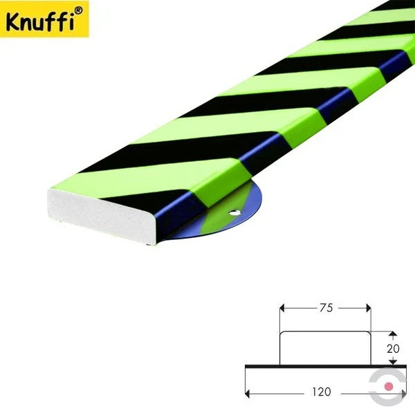 Elastyczny profil ostrzegawczo-ochronny Knuffi, typ S, naścienny, neon/czarny, 500 mm