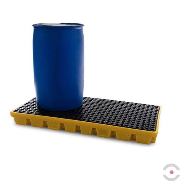 Platforma robocza polietylenowa Topserw 100 l, beczka 2*200 l, wanna wychwytowa, żółty, LOW