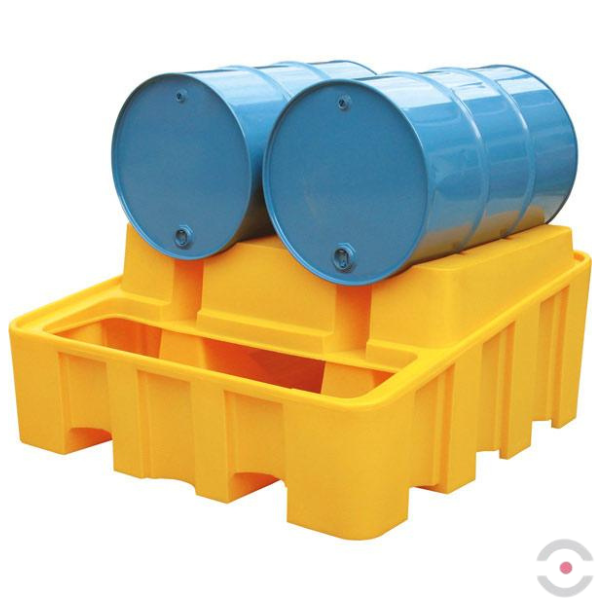 Stanowisko robocze polietylenowe Topserw 450 l, beczka 2*200 l, moduł bazowy, żółty, DRUM RACK
