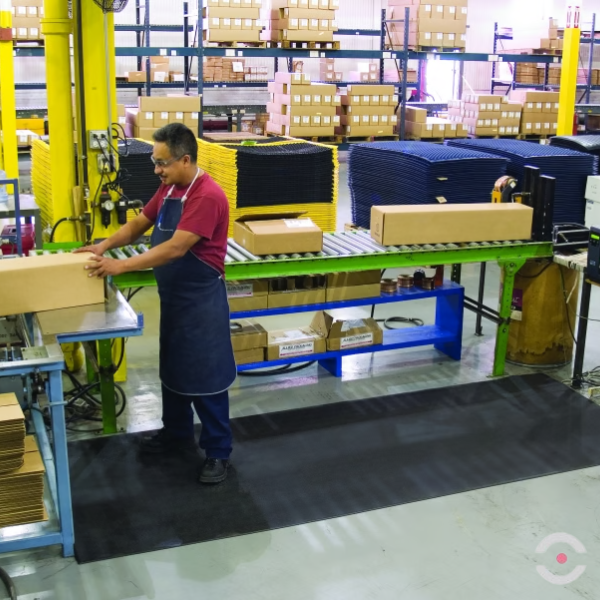 Mata ergonomiczna Notrax, 411 Sof-Tred, winyl, kamyczkowa, 91 cm x mb, obszar suchy, żółty/czarny
