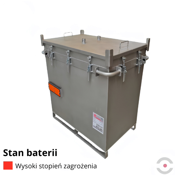Pojemnik PG1 do transportu (ADR), składowania baterii Topserw, 185 l, stal nierdzewna, wypełniacz PyroBubbles