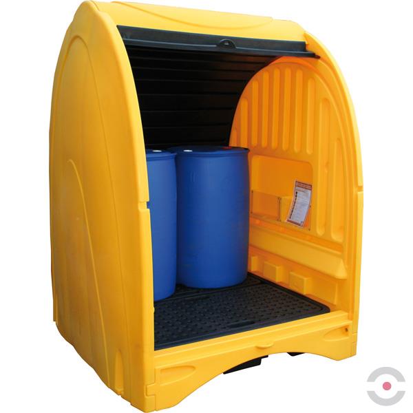 Stanowisko robocze polietylenowa Topserw 250 l, beczka 4*200 l, żółty/czarny, HARDCOVER